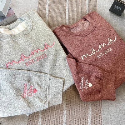 Custom Mama Embroidered Sweatshirt Hoodie Unique Gift For Mom Grandma Christmas Gifts