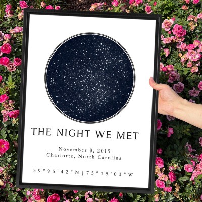 Personalized The Night We Met Star Map Frame By Date Anniversary Gift Ideas Unique Gifts for Couple