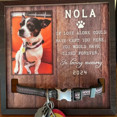 Custom Dog Memorial Wood Frame With Collar Holder For Loss Of Dog Pet Sympathy Gift