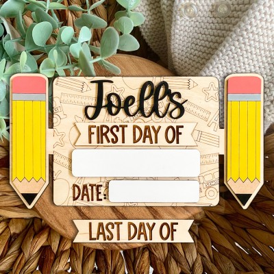 Personalized First Day of School Sign Wooden Back to School Sign Gift For Kids