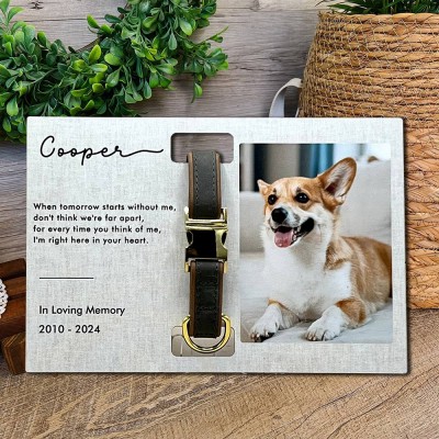 Custom Pet Memorial Photo Frame with Collar Holder for Loss of Pet Gifts for Pet Lover