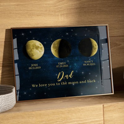 Personalized Dad Starry Sky Moon Phase Print Frame Meaningful Family Gifts Father's Day Gift Ideas