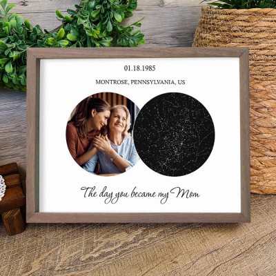 Custom Wooden Moon Phase Print Frame Keepsake Gift for Mom Grandma Mother's Day Gift Ideas