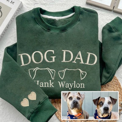 Custom Dog Dad Embroidered Sweatshirt Hoodie Cute Keepsake Gifts For Pet Lover Father's Day Gift