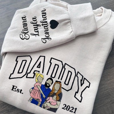 Personalized Dad Family Photo Embroidered Sweatshirt Hoodie Meaningful Father's Day Gift Ideas