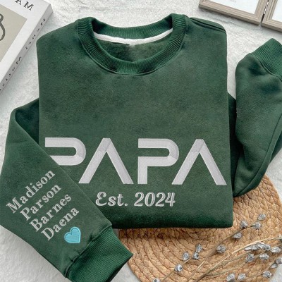 Custom Embroidered Sweatshirt For Papa Personalized Hoodie Father's Day Gift Ideas