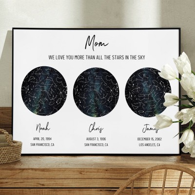 Personalized Love You More Than All The Stars In The Sky Star Map Frame Sign for Mom Keepsake Gift Ideas Christmas Gift