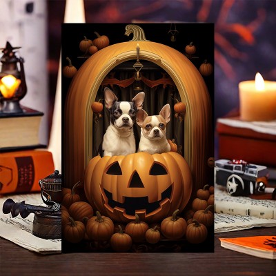 Personalized Halloween Pet Portrait Frame Custom Halloween Poster Funny Wall Art for Pet Lovers Memorial Gifts