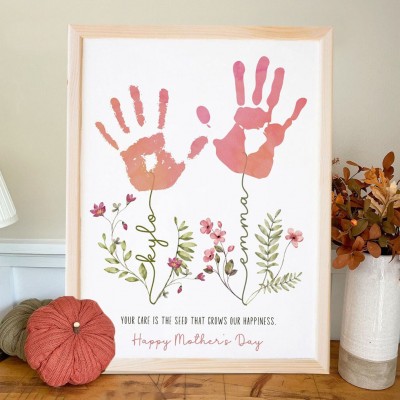 Personalized DIY Handprint Frame Sign Thankful Gift For Mom Mother's Day Gift Ideas