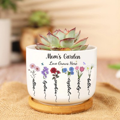 Custom Grandma's Garden Birth Flower Mini Plant Pot Love Grows Here Keepsake Gift for Mom Grandma Mother's Day Gifts