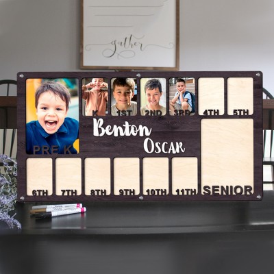 Personalized K-12 School Years Photo Frame Wooden Back to School Sign Gifts For Kids