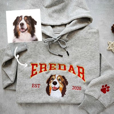 Personalized Pet Face Portrait Embroidered Sweatshirt Custom Pet Lover Gifts Christmas Gift