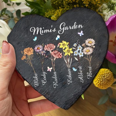 Personalized Grandma's Garden Birth Flower Plaque Sign With Grandkids Names Mother's Day Gift Keepsake Gift for Mom Grandma