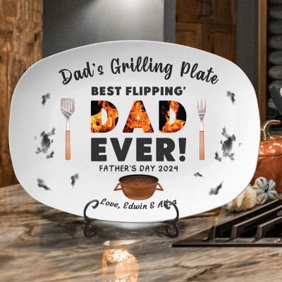 Personalized Art Print Dad's Grilling Platter With Names Keepsake Gift Father's Day Gift Ideas