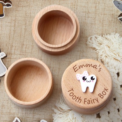 Personalized Engraved Wooden Baby Tooth Fairy Keepsake Box First Birthday Gift for Kids Baby Shower Gifts