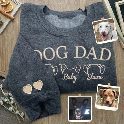 Personalized Dog Dad Embroidered Sweatshirt Hoodie Unique Funny Gifts For Pet Lover Father's Day Gift