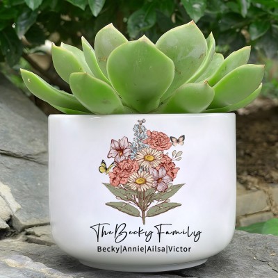 Custom Mom's Garden Scculent Plant Pots With Birth Bouquet Love Gifts for Mom Grandma Mother's Day Gifts