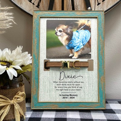 Personalized Memorial Wood Frame With Collar Holder For Loss Of Dog Pet Sympathy Gift