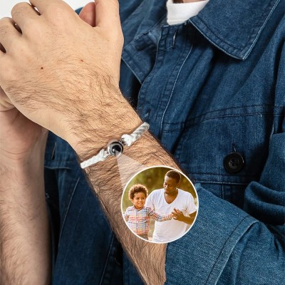 Custom Memorial Photo Projection Rope Bracelet Anniversary Gifts Gift Ideas Unique Gift For Dad