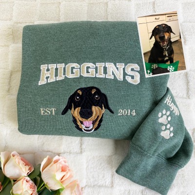 Personalized Embroidered Pet Sweatshirt Hoodie with Photo and Name Gift for Pet Lovers