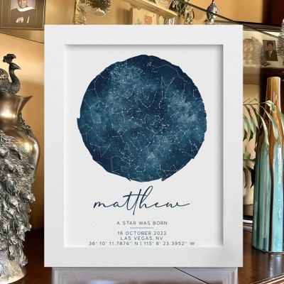 Personalized Constellation Star Map Print Frame Wedding Anniversary Gifts Custom Gift for Couples