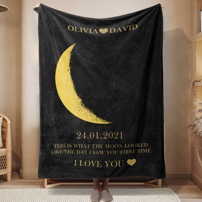 Personalized Couple Moon Phase Blanket Wedding Anniversary Gifts Unique Gift Ideas for Soulmate