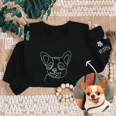 Personalized Dog Portrait Embroidered Sweatshirt Hoodie Pet Birthday Gift for Pet Lovers