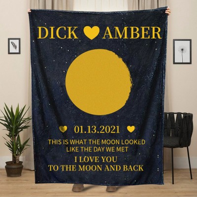 Custom Couple Moon Phase Blanket With Date Unique Love Gift For Her Anniversary Gift For Couple