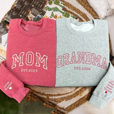 Custom Grandma Embroidered Sweatshirt Hoodie Unique Gift For Mom Grandma Christmas Gifts