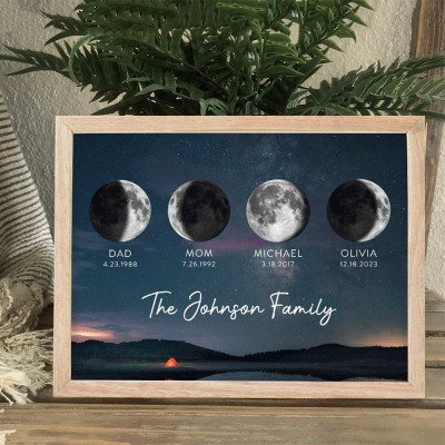 Custom Family Moon Phase Frame Sign Personalized Unique Mother's Day Gifts