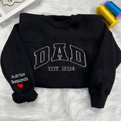 Custom Grandpa Embroidered Sweatshirt Hoodie With Date Family Keepsake Gift Ideas Father's Day Gifts