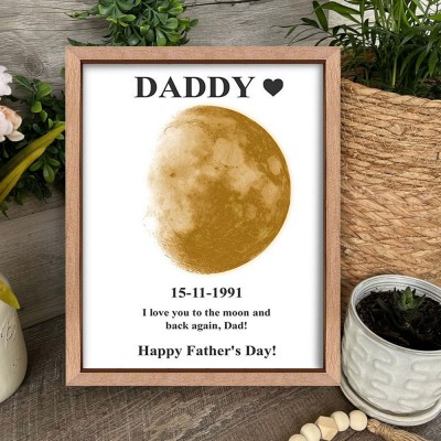 Personalized Daddy Moon Phase Wood Sign Unique Birthday Gifts Father's Day Gift Ideas