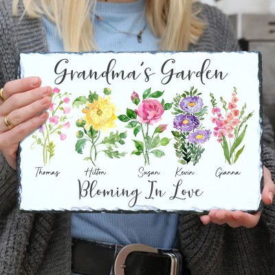 Custom Birth Flower Plaque For Grandma's Garden Preparing Gift For Grandma Mom Mother's Day Gift Ideas