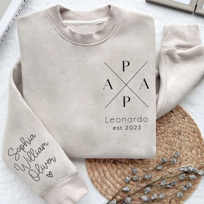 Custom Papa T-shirt Embroidered Sweatshirt Hoodie Unique Gift For Dad Father's Day Gift Ideas