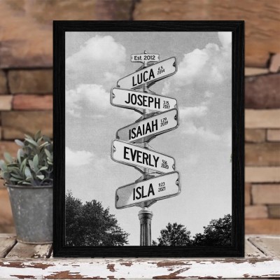 Custom Family Names Vintage Street Sign Date of Birth Gift For Parents Keepsake Gift for Family