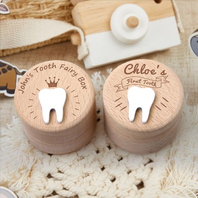 Personalized Engraved Wooden Baby Tooth Fairy Keepsake Box First Birthday Gift for Kids Baby Shower Gifts