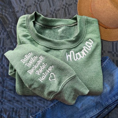 Personalized Grannie Neckline Embroidered Hoodie Sweatshirt Mother's Day Gift Ideas