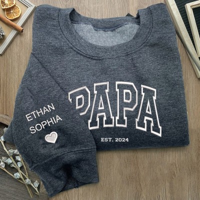 Custom Pawpaw Embroidered Hoodie Sweatshirt With Kids Names Father's Day Gift Ideas