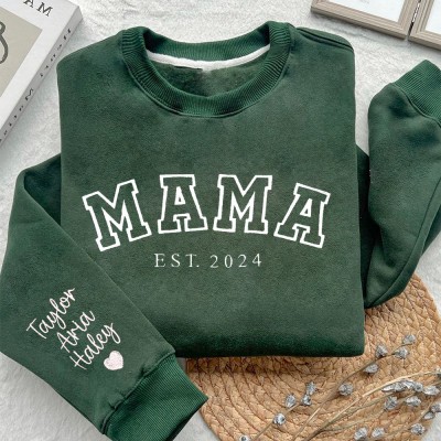 Custom Mama Embroidered Sweatshirt Hoodie Unique Gift For Mom Grandma Mother's Day Gift Ideas