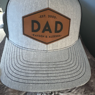 Custom Dad Real Leather Patch Hat Snapback Cap With Date New Dad Gift Ideas