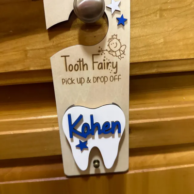 Personalized Tooth Fairy Door Hanger with Pouch Keepsake Gift for Kids Baby Shower Gift