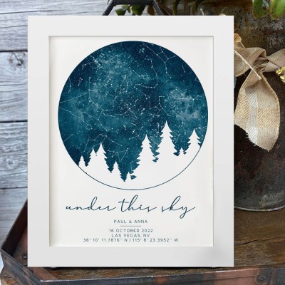 Custom Under This Sky Couple Star Map Frame Love Gifts for Soulmate Anniversary Gift Ideas Christmas Gift