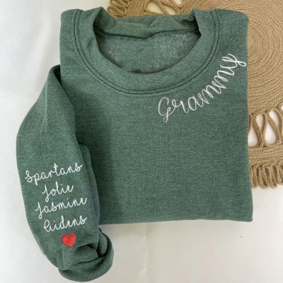 Custom Grammy Neckline Embroidered Sweatshirt Hoodie Unique Gift Ideas For Mom Grandma