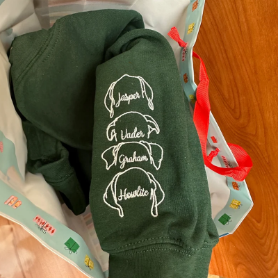 Personalized Embroidered Dog Ears Sweatshirt Hoodie With Pet Names Unique Gift For Pet Lover