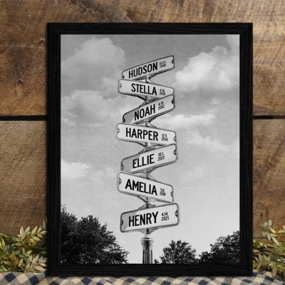 Custom Date of Birth Vintage Street Sign with Names Family Keepsake Gifts Unique Gift for Mom Dad