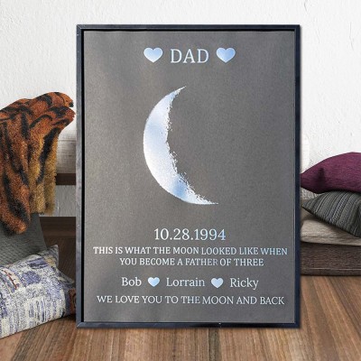 Personalized Moon Phase Wood Frame Sign For Dad Father's Day Gift Ideas