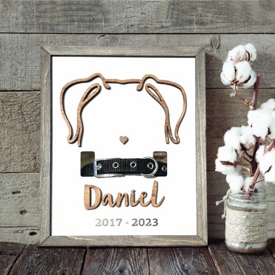 Custom Dog Ear Outline Memorial Collar Frame Personalized Loss of Pet Gift