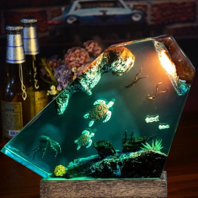 Octopus and Couple Diver Resin Night Lights Keepsake Epoxy Lamp Unique Birthday Gift Christmas Gift Ideas