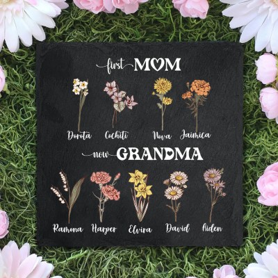 First Mom Now Grandm Birth Flower Plaque For Grandma's Garden Preparing Gift For Grandma Mom Mother's Day Gift Ideas