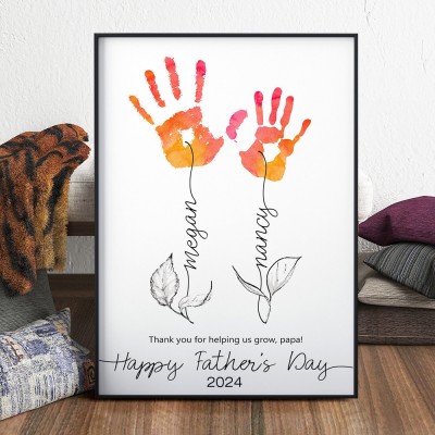 Personalized Wooden DIY Handprint Frame Sign With Kids Names Family Keepsake Gift For Dad Keepsake Father's Day Gifts